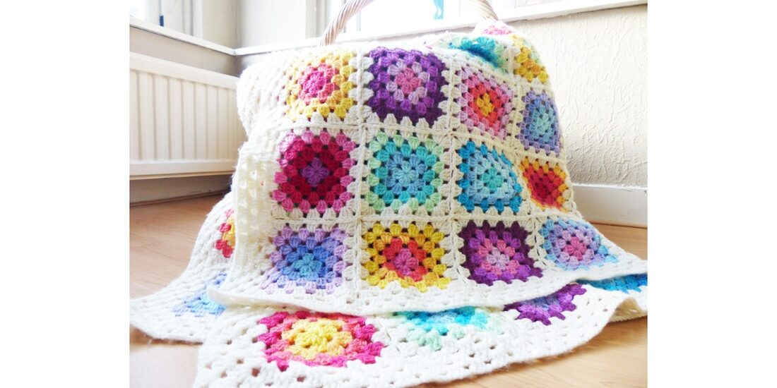 2013-10-09 Rainbow Granny Square Blanket 2